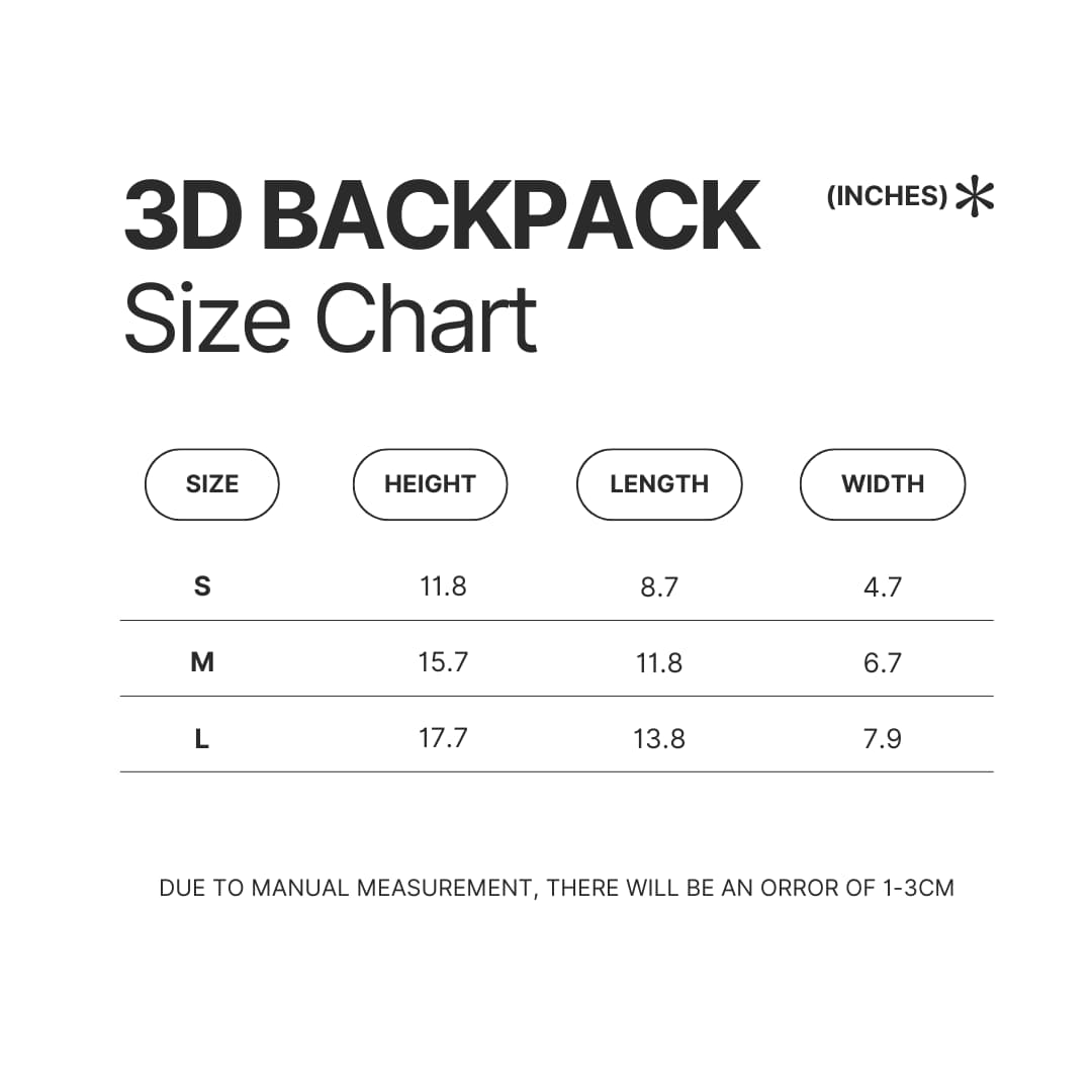 3D Backpack Size Chart - Stray Kids Gifts