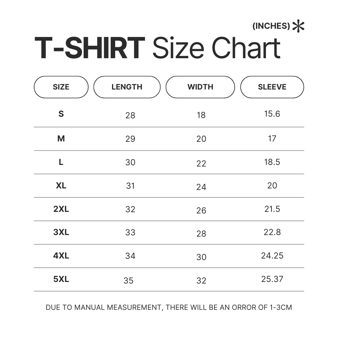 T shirt Size Chart - Stray Kids Gifts