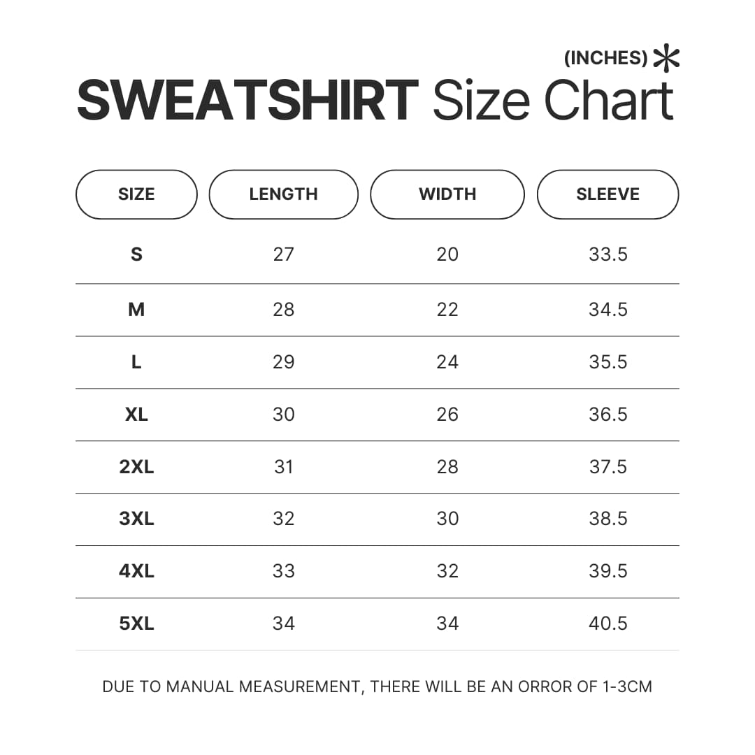 Sweatshirt Size Chart - Stray Kids Gifts